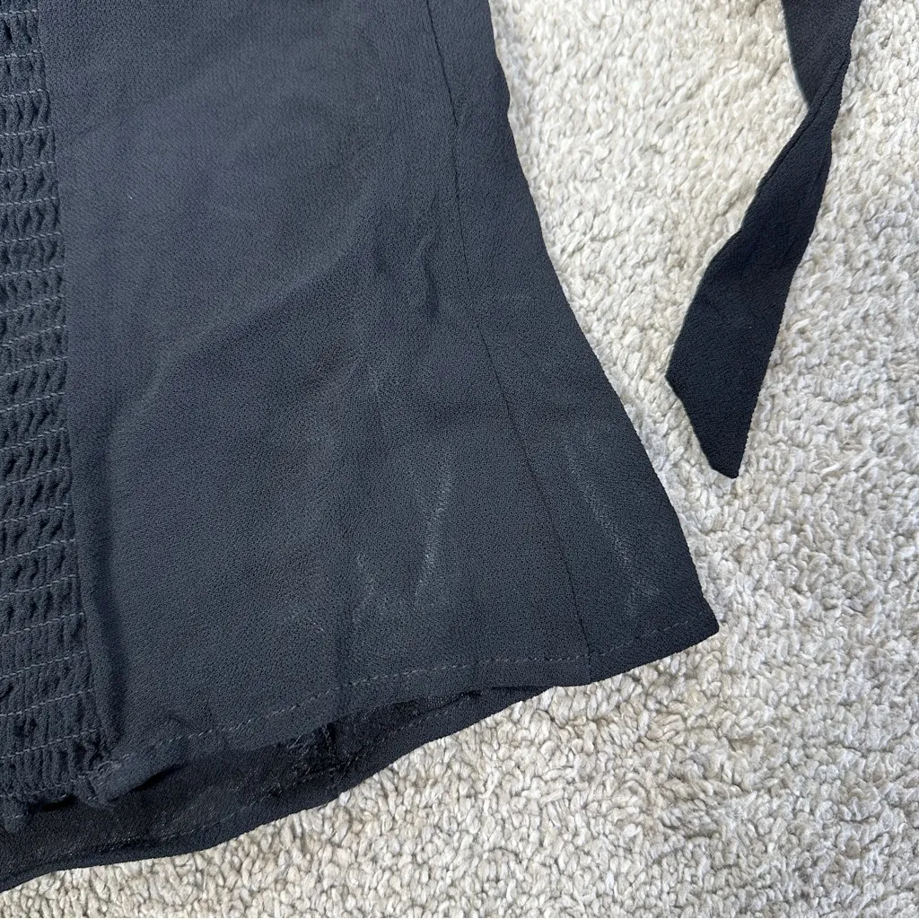 Reformation Women’s Blanca Tank Top Sleeveless Smocked Tie Shoulder in Black 10 - Image 15