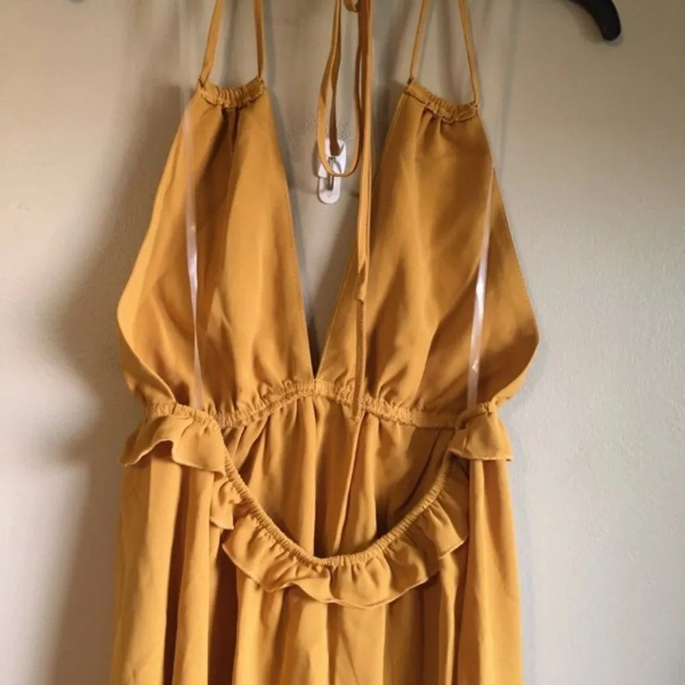 NWT FavLux medium mustard maxi dress - Image 3
