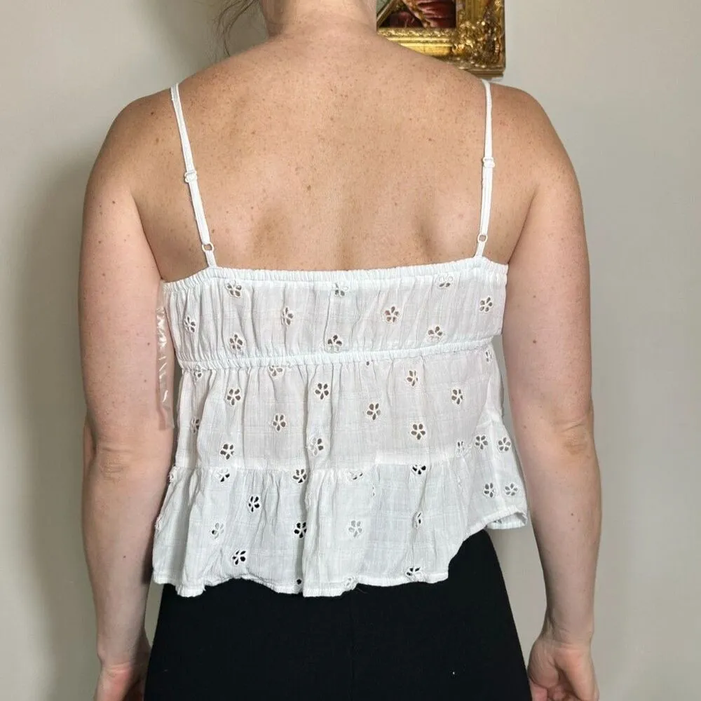 American Eagle White Tie Front Cami Size Small - Image 3