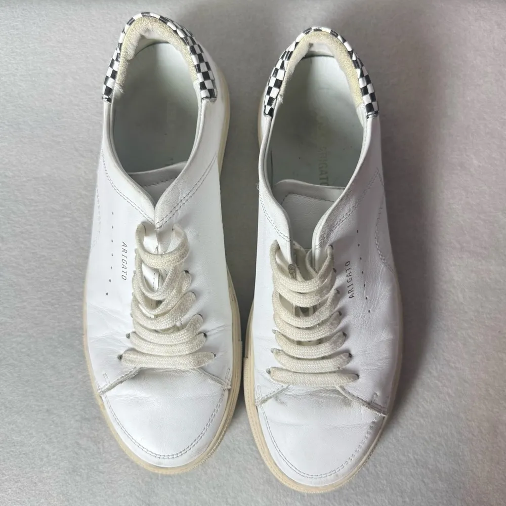 Axel Arigato Women’s Low Top Leather Clean 90 Checkered Heel Sneakers Size 39 Black - Image 8