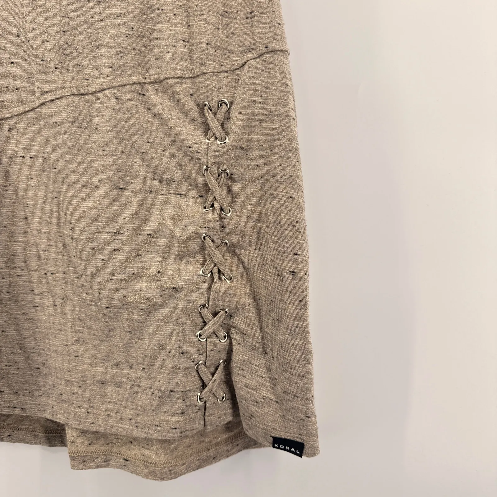 Koral Hollow Luxe Tank Top Small Gold Heather Lace Up Detail Sleeveless Athletic - Image 3