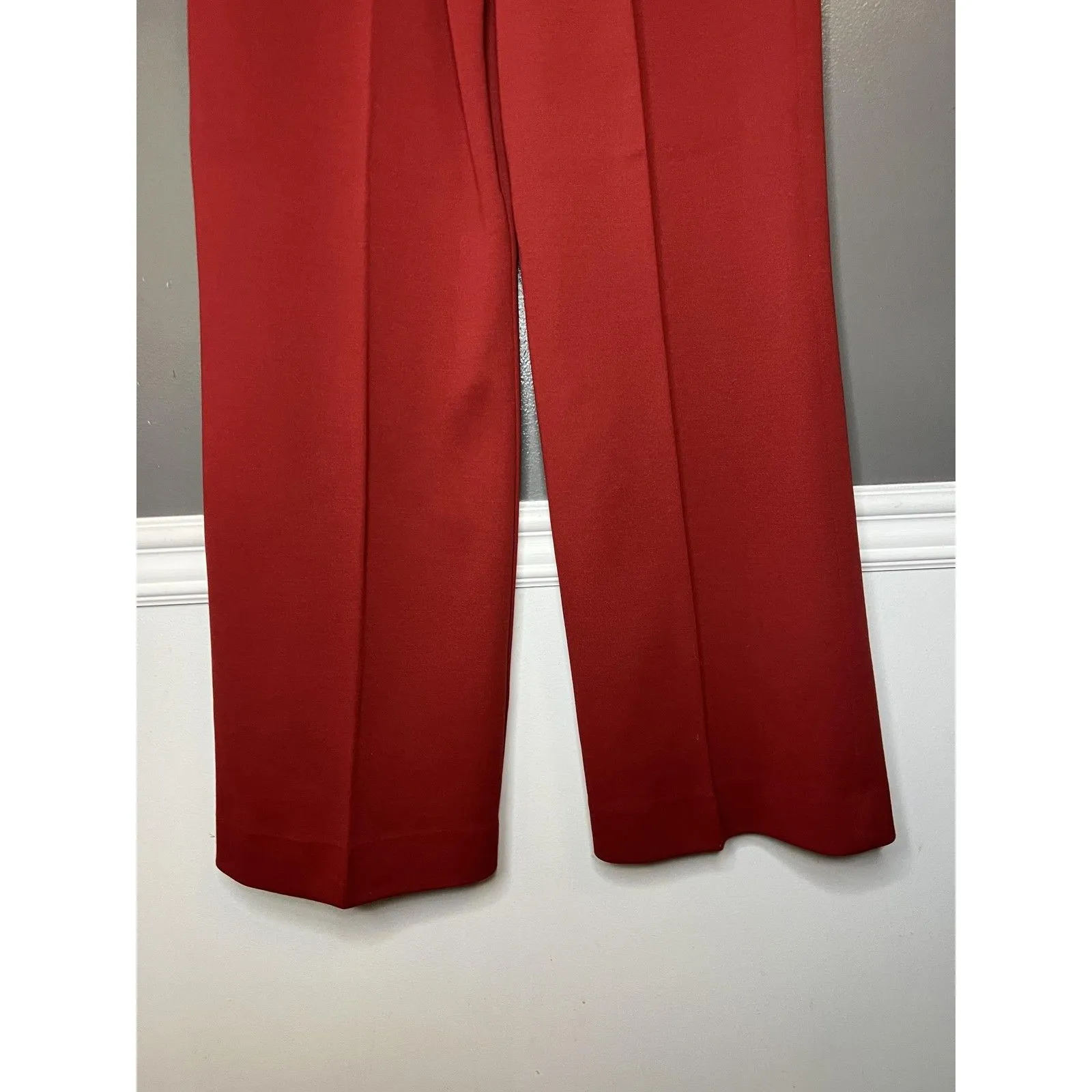 Vintage Alex Colman Suit Pantsuit Womens 5/7 Red Blazer Pants Gold Buttons 80s Size M - Image 13