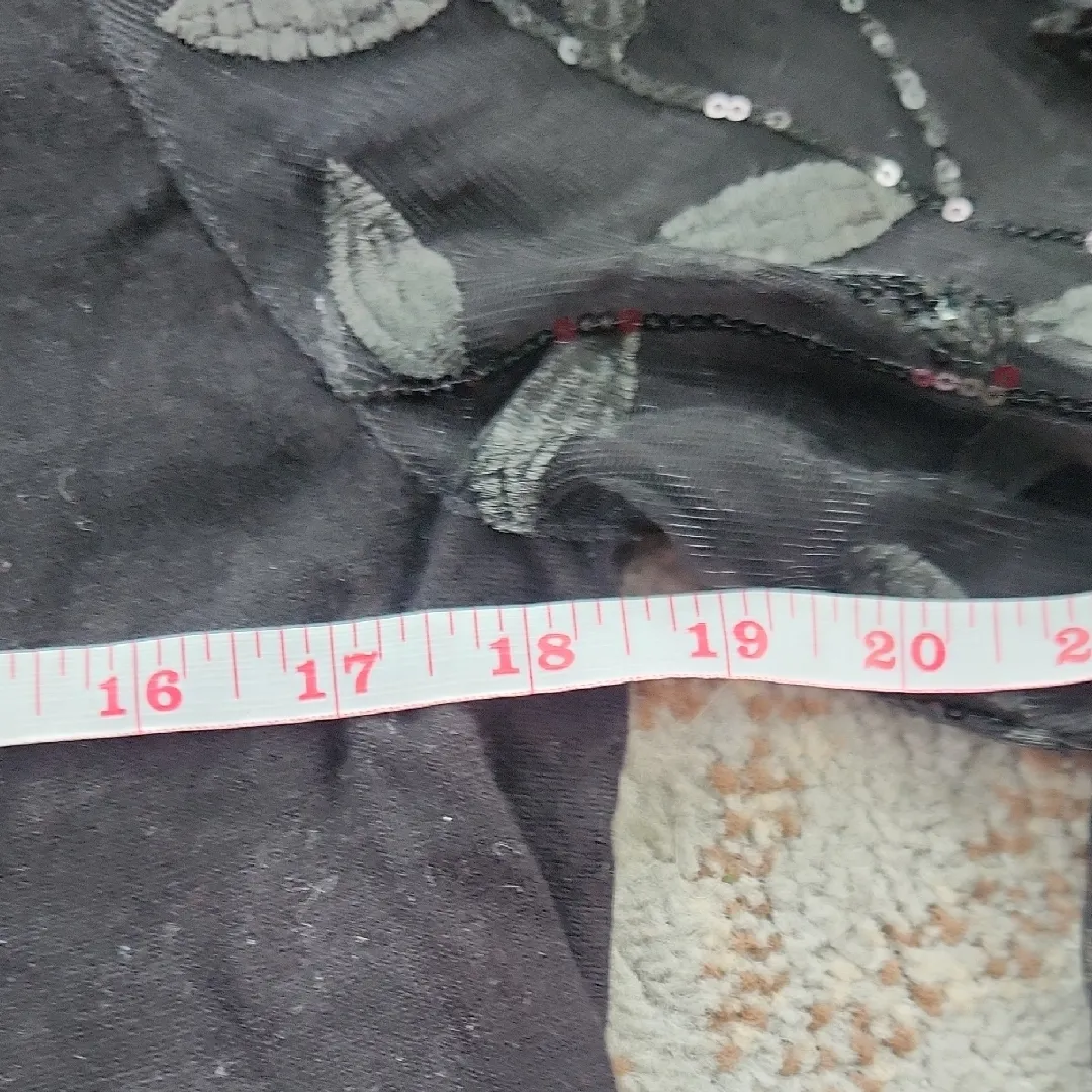 Joseph A. Sequins Balloon Sleeve Mock Neck Blouse Black Medium - Image 6