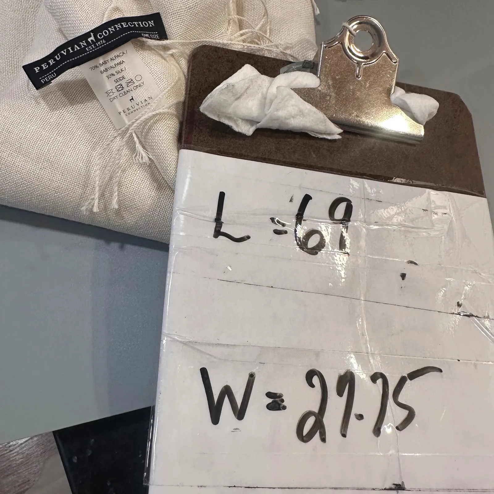 PERUVIAN CONNECTION Baby Alpaca Silk Blend Scarf Alabaster Gerolata Shawl - Image 2