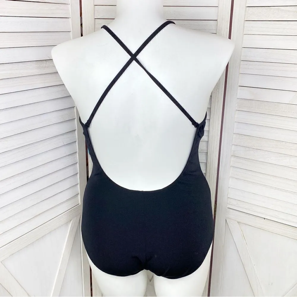 Maxine‎ of Hollywood Azul Swimsuit Studded One Piece Black Silver 16 - Image 4