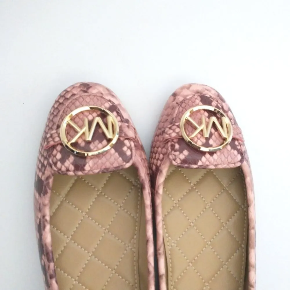 New! MICHAEL KORS Women's Leather Snake-embossed Lillie Flat Shoes Moccasin NWOB - Image 7