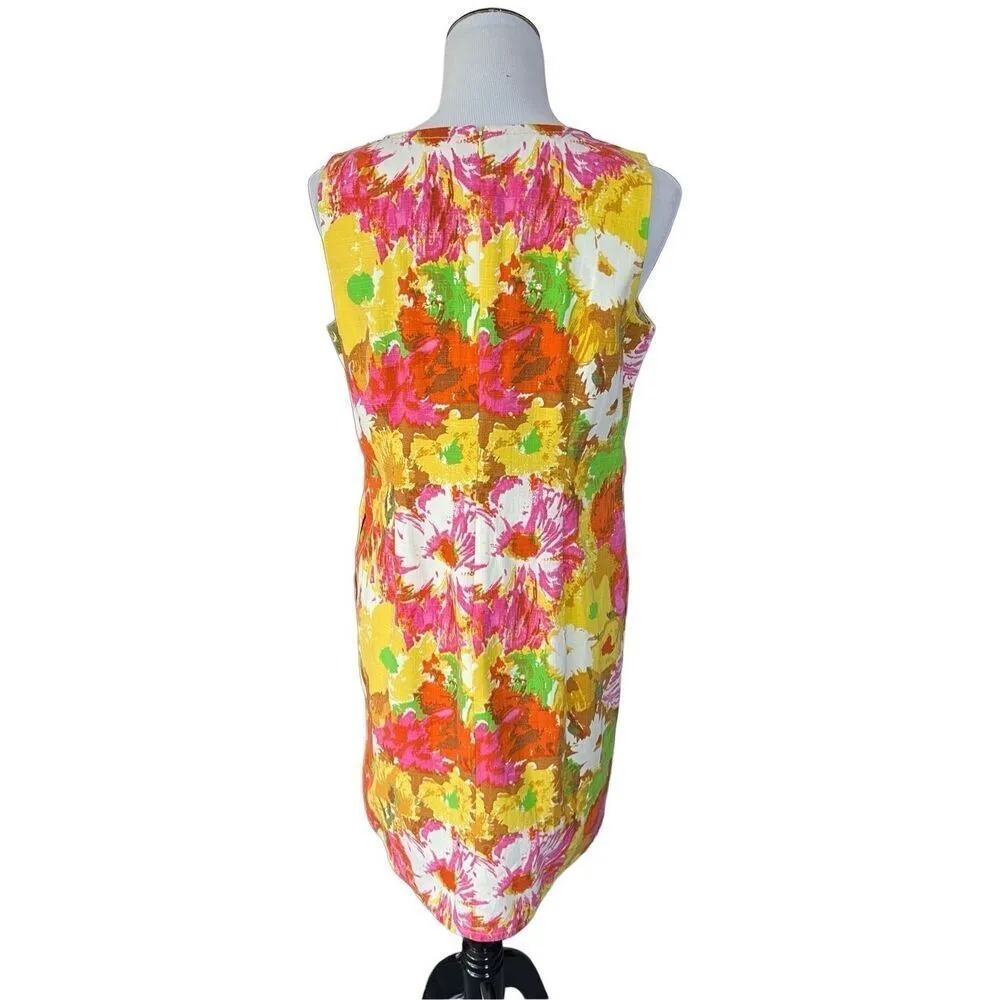 Talbots Colorful Floral Watercolor Print V Neck Shift Dress petite size 12 - Image 2
