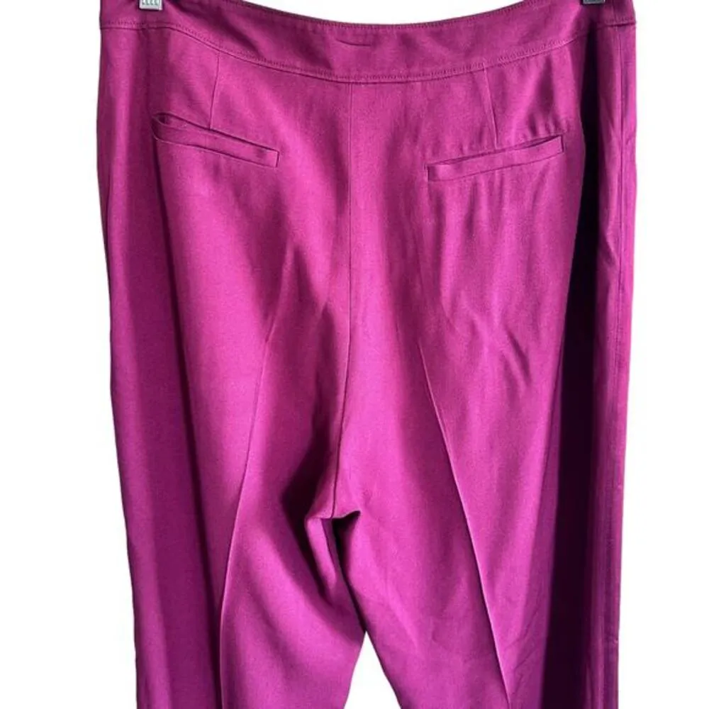 Tory‎ Burch wide leg women's burgundy tuxedo stripe pants size 10 - Image 6