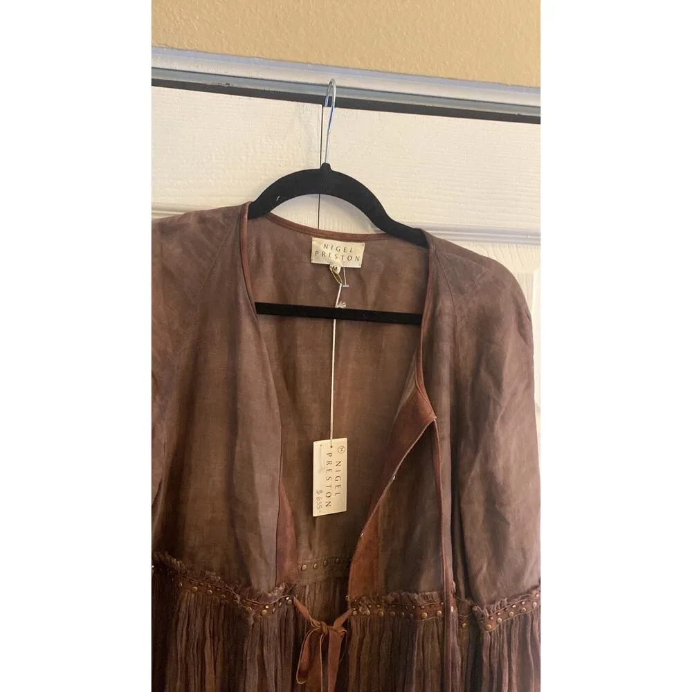 Nigel Preston‎ Duster Jacket Festival Boho Western Whimsigoth Indie Designer Brown Size M - Image 2