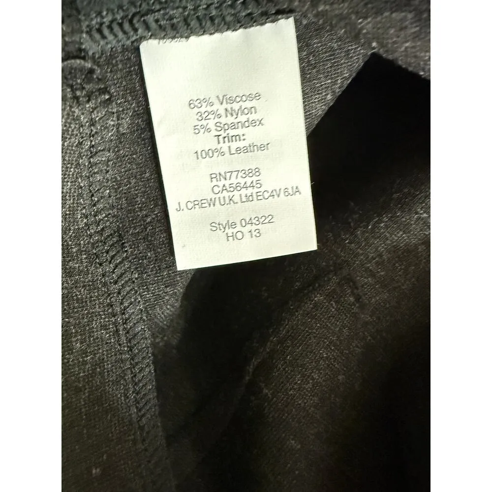 J Crew Gigi Ponte Knit Black Leather Tuxedo Stripe Ankle Pants 00 Black #3272 - Image 8