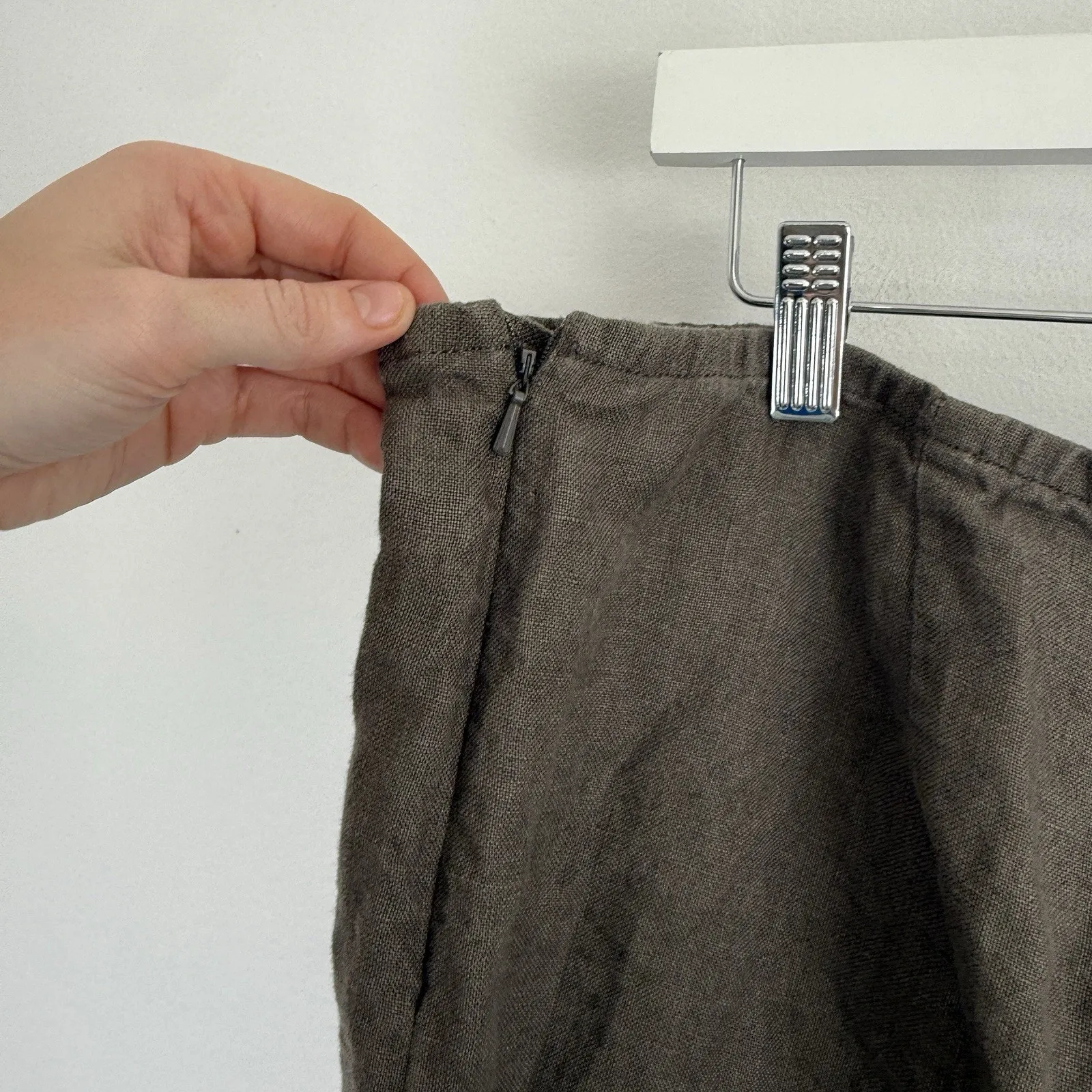 Eileen Fisher Linen Cropped Pants Brown Lagenlook Coastal Womens PL - Image 4