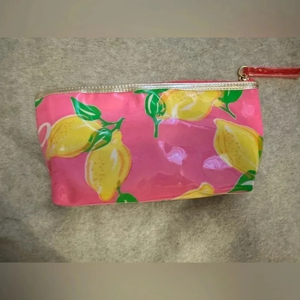 Lilly Pulitzer for estée lauder lemon pink preppy make up travel toiletries bag - Image 2