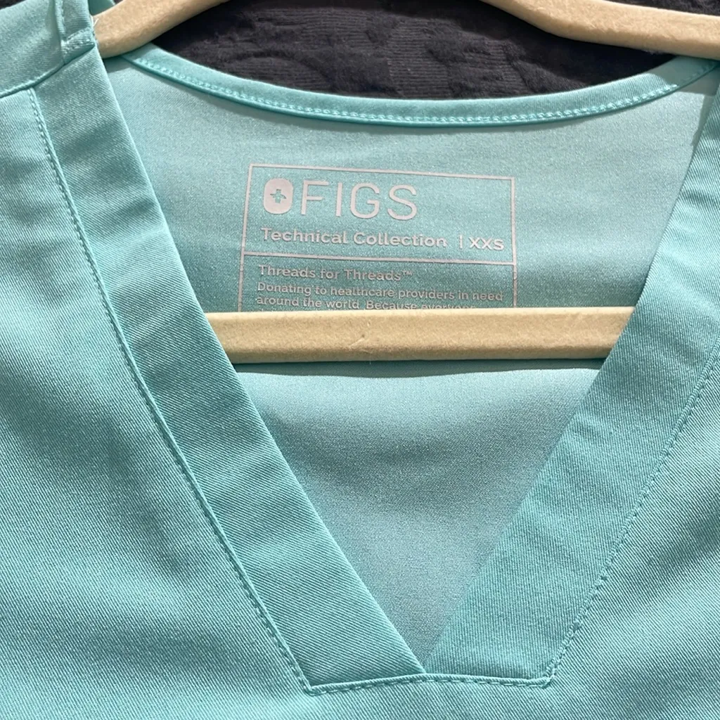 Figs Teal Technical Collection Scrub Top - Image 2