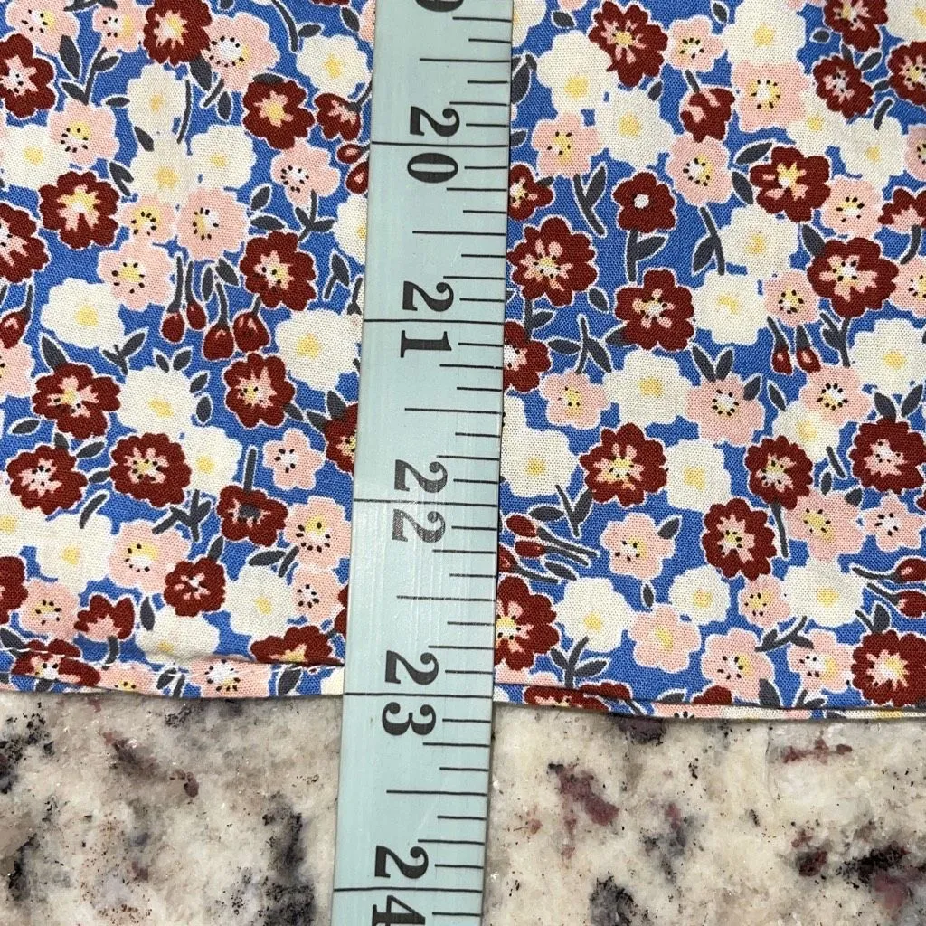 English Factory Womens Floral‎ Ruffle Cap Sleeve Blouse Top Blue Brown Sz Medium - Image 6