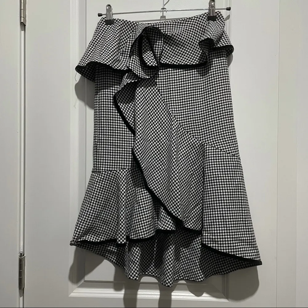 Bellenista ruffled plaid houndstooth asymmetric mermaid skirt - Image 2