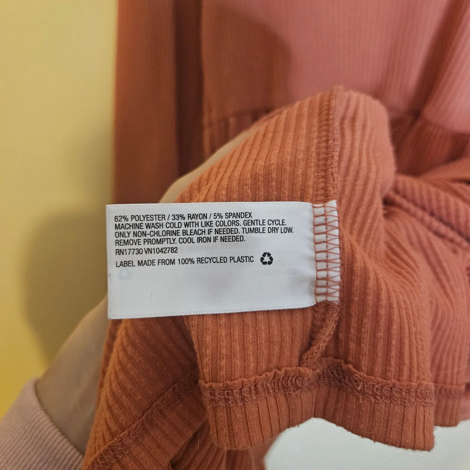 Wild Fable Extra Small XS Ribbed Clay Color Stretchy Boho Long Sleeve  Dress - Image 4