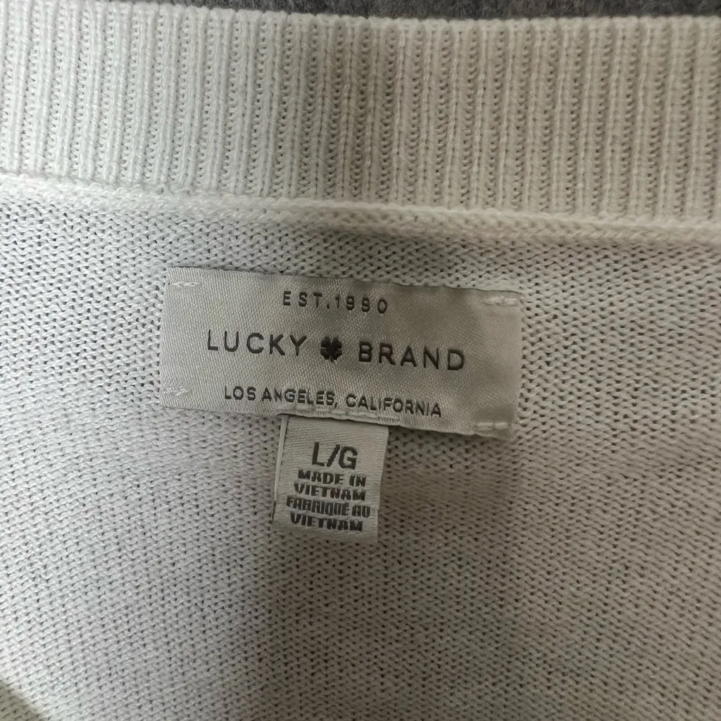 Lucky Brand Woman Size Large V neck long‎ sleeve knit sweater - Image 2