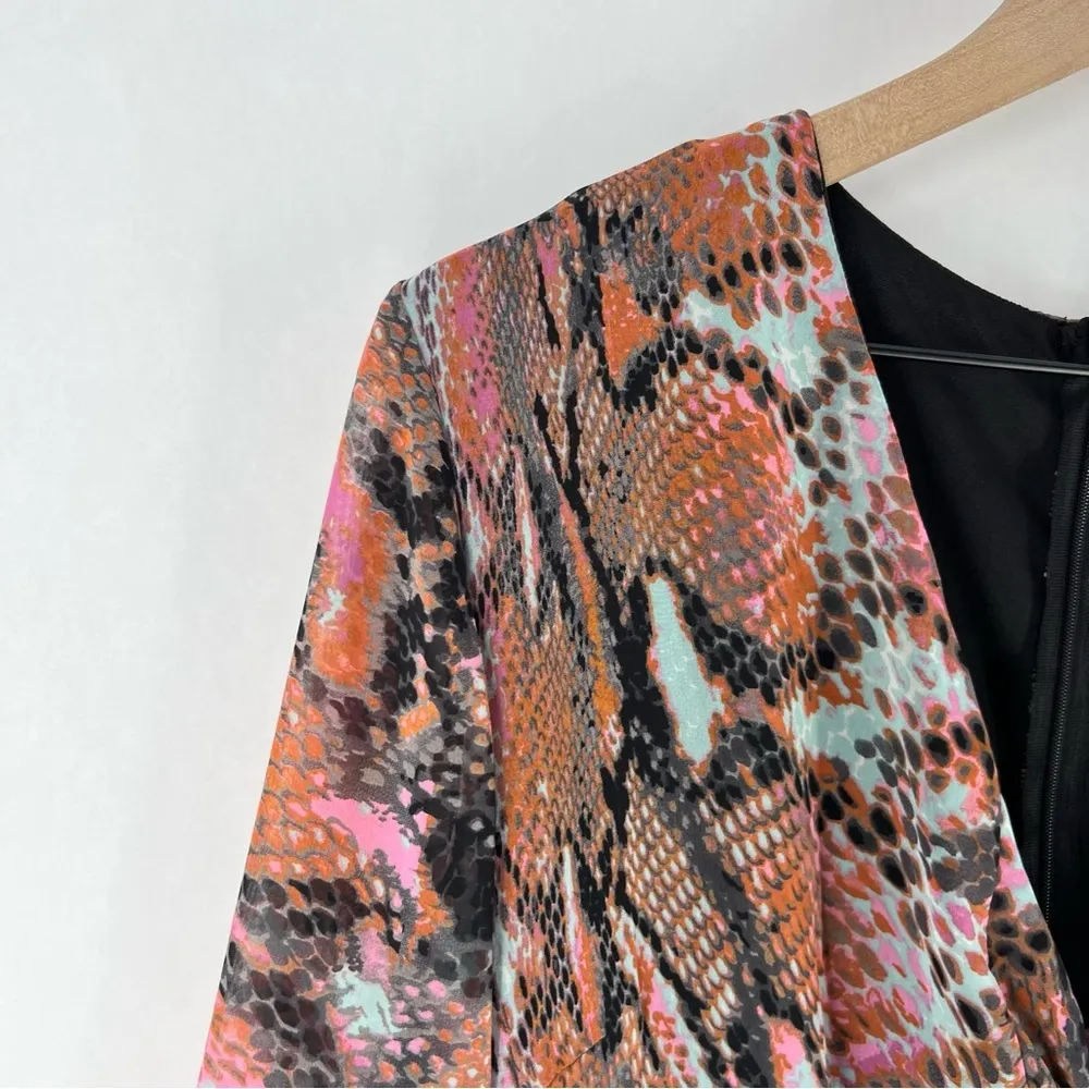 4S13NNA Marissa Snakeskin Print Sheer Chiffon Tie Front V - Image 3