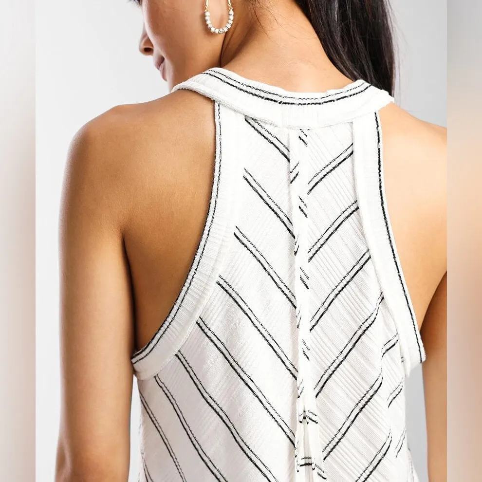 BKE Raw Edge Striped Tank Top - Image 3