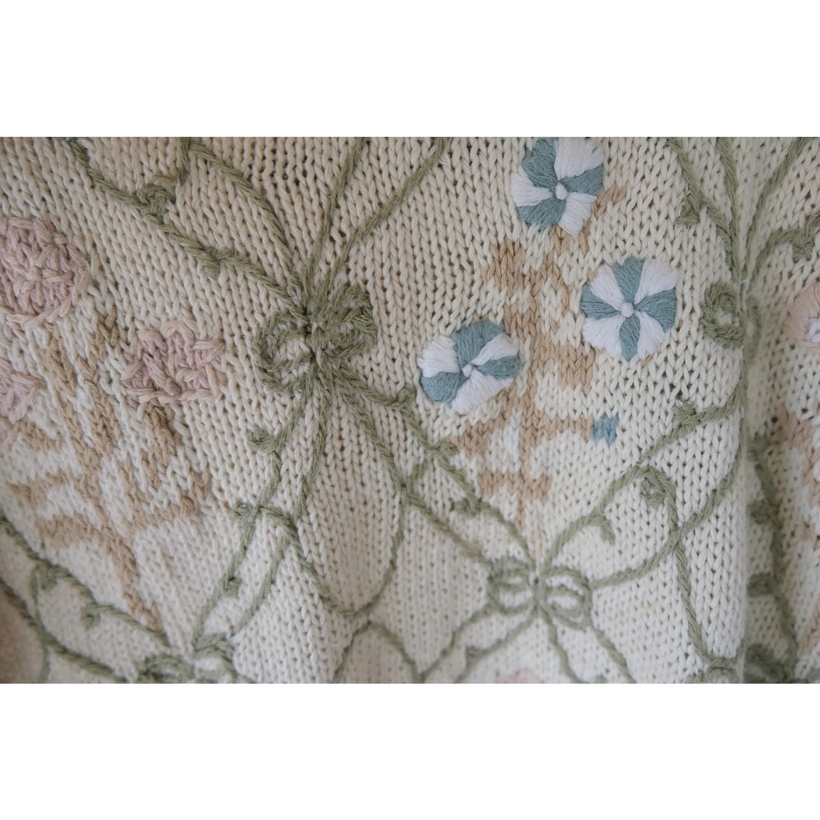 Vintage Needleworks CottageCore Whimsy Knit Floral Embroidered Sweater Women's M Size M - Image 5