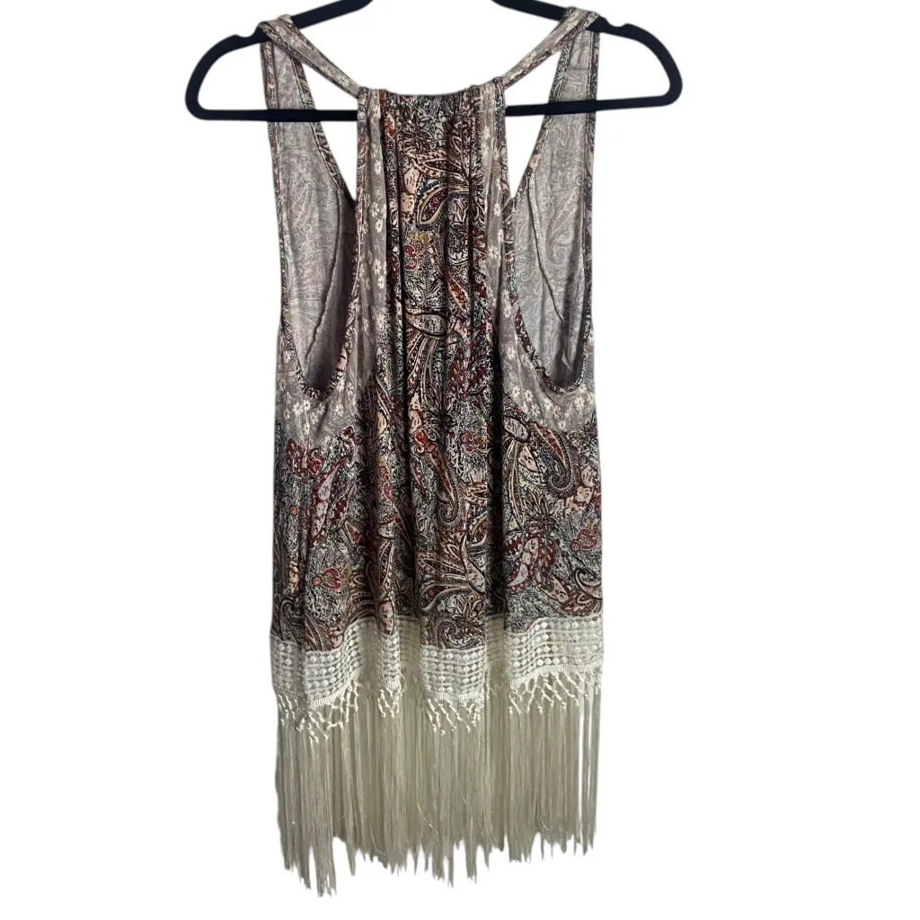 Daytrip Size Xl Fring Hem Tank Top Tunic Boho Embroidered Paisley Lace Festival - Image 5