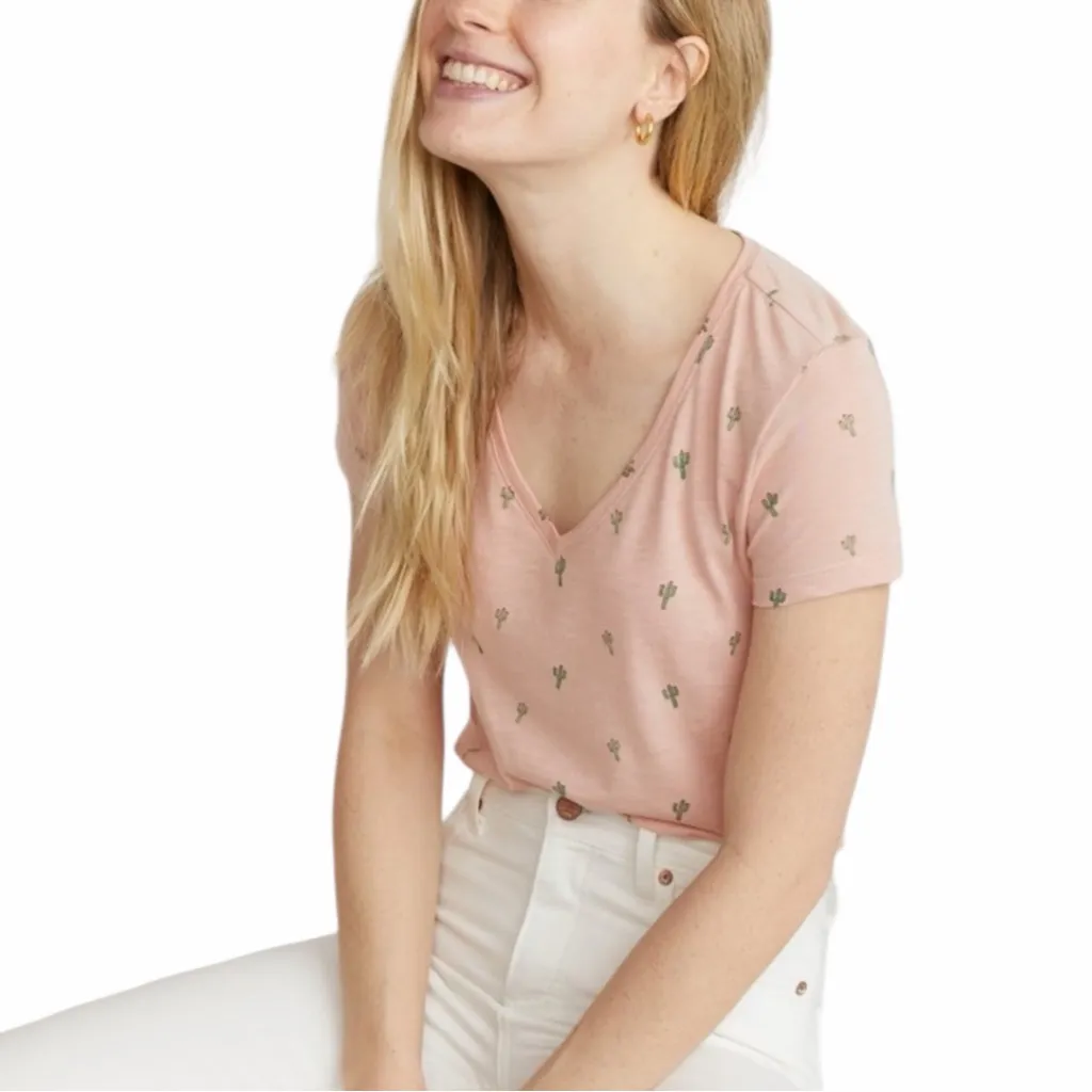 Marine Layer Peach Short Sleeve V Neck Cactus Tee T Shirt Top size XS - Image 2