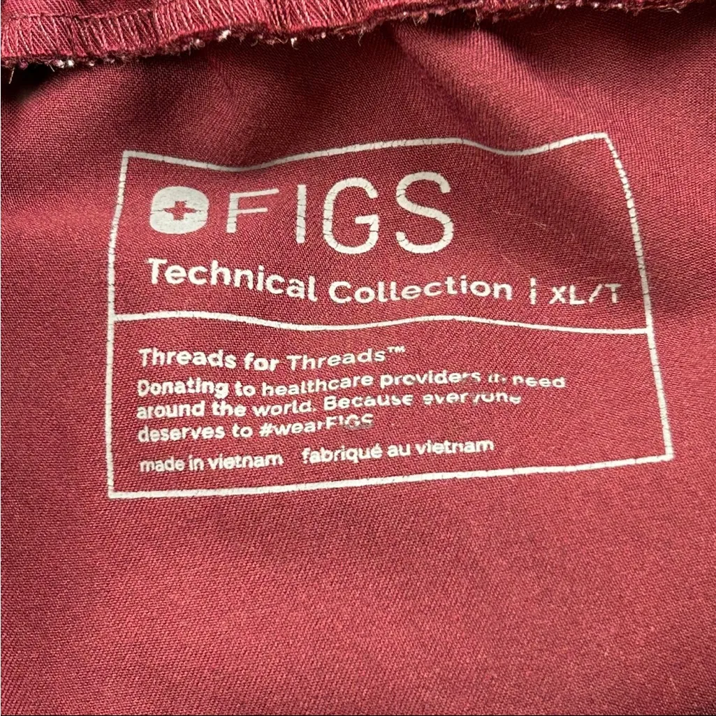 Figs Yola Scrub Pants Burgundy High Waist Straight Leg - XL Tall - Image 6