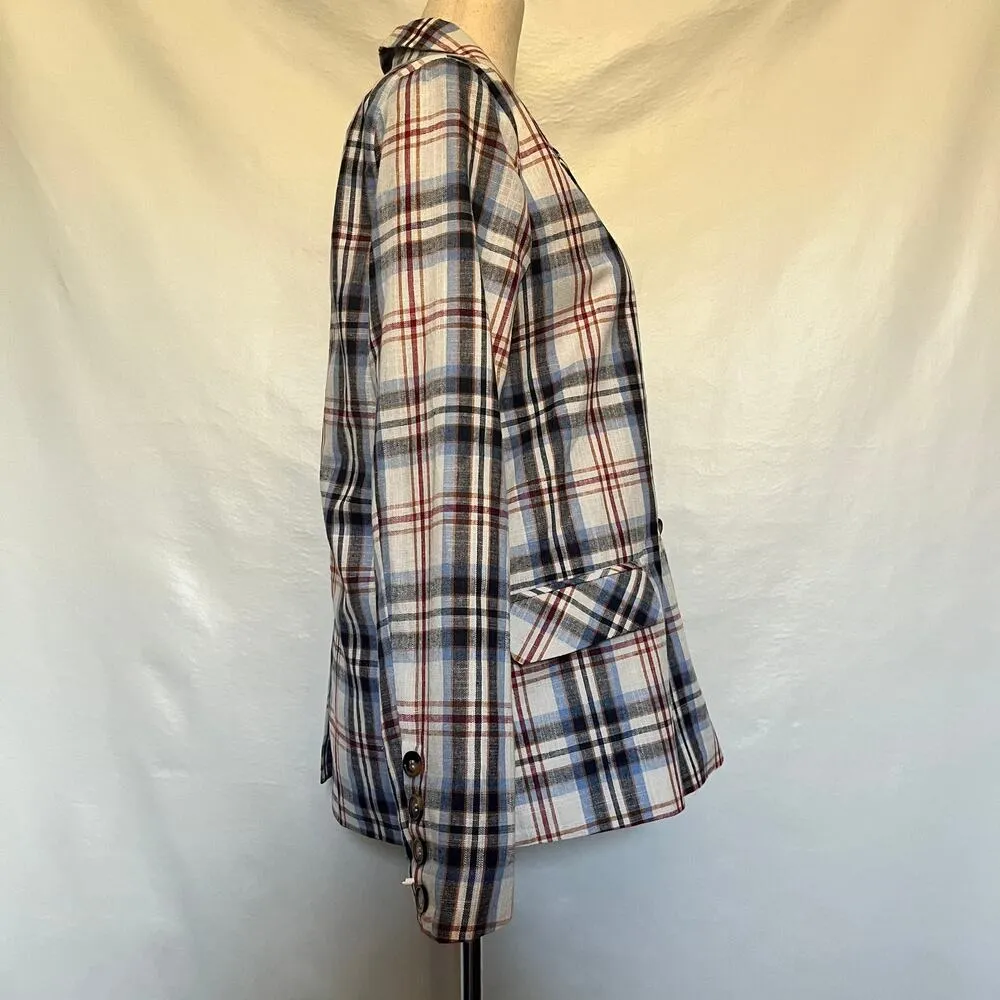 Gilli Plaid Women Blazer Sz S Preppy One Button Academia Checkered Soft Girl Y2K Blue - Image 3