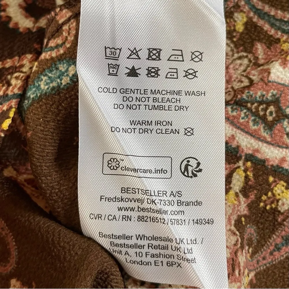 New  Paisley Print High Waist Skater Skirt Coffee Bean Brown Size XS - Image 11