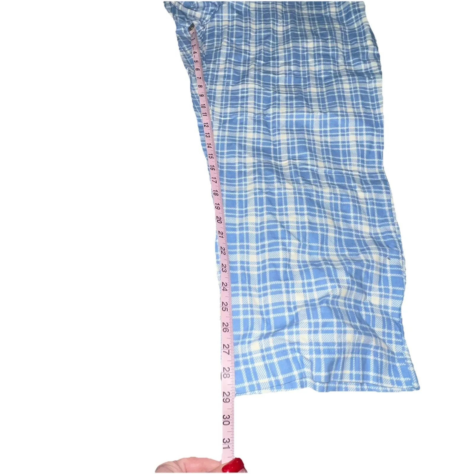 L.L. Bean Womens Cozy PJ Set Flannel Pants Blue White Plaid Print Pajamas Sz 3X - Image 11