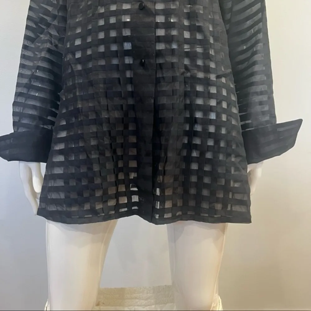 Linda Allard Ellen Tracy Sheer Check-Pattern Blouse/Cover Up - Image 2