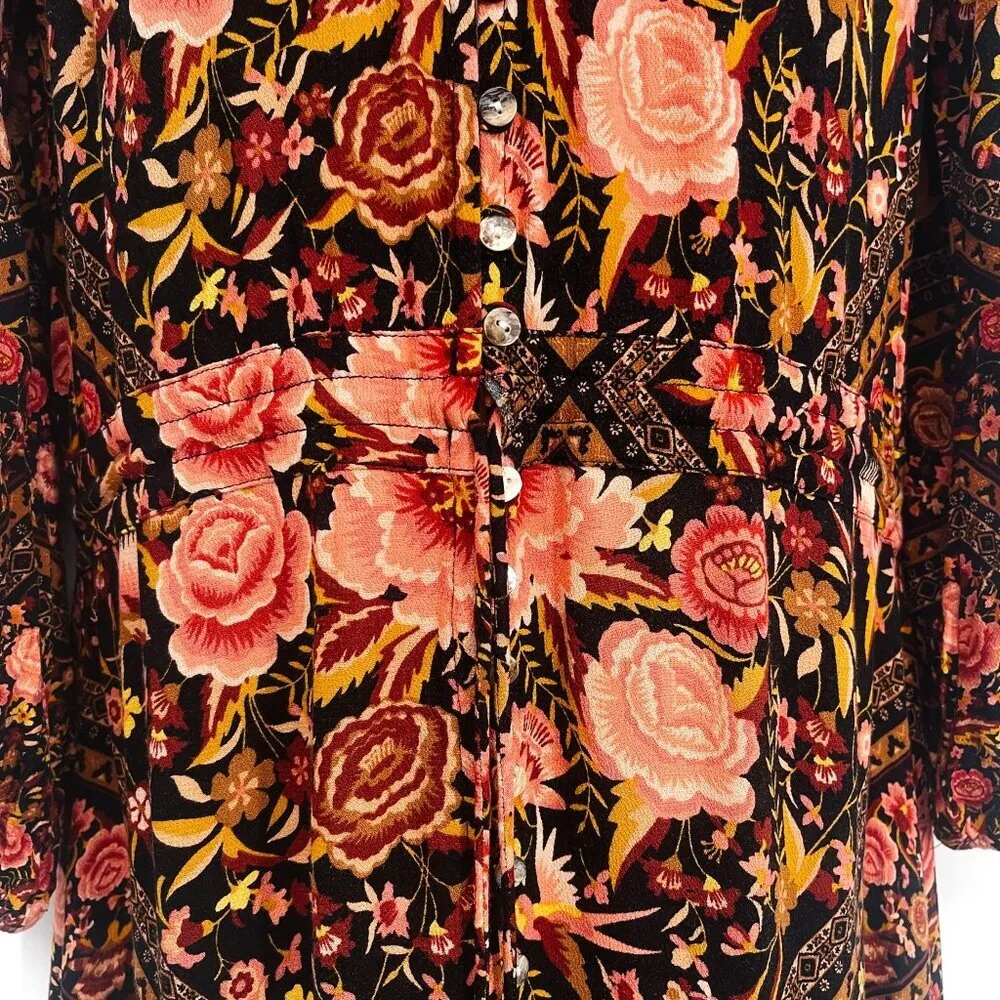 Spell & The Gypsy Collective Babushka Printed Maxi Gown Dress Babs Floral FP Black Size L - Image 10