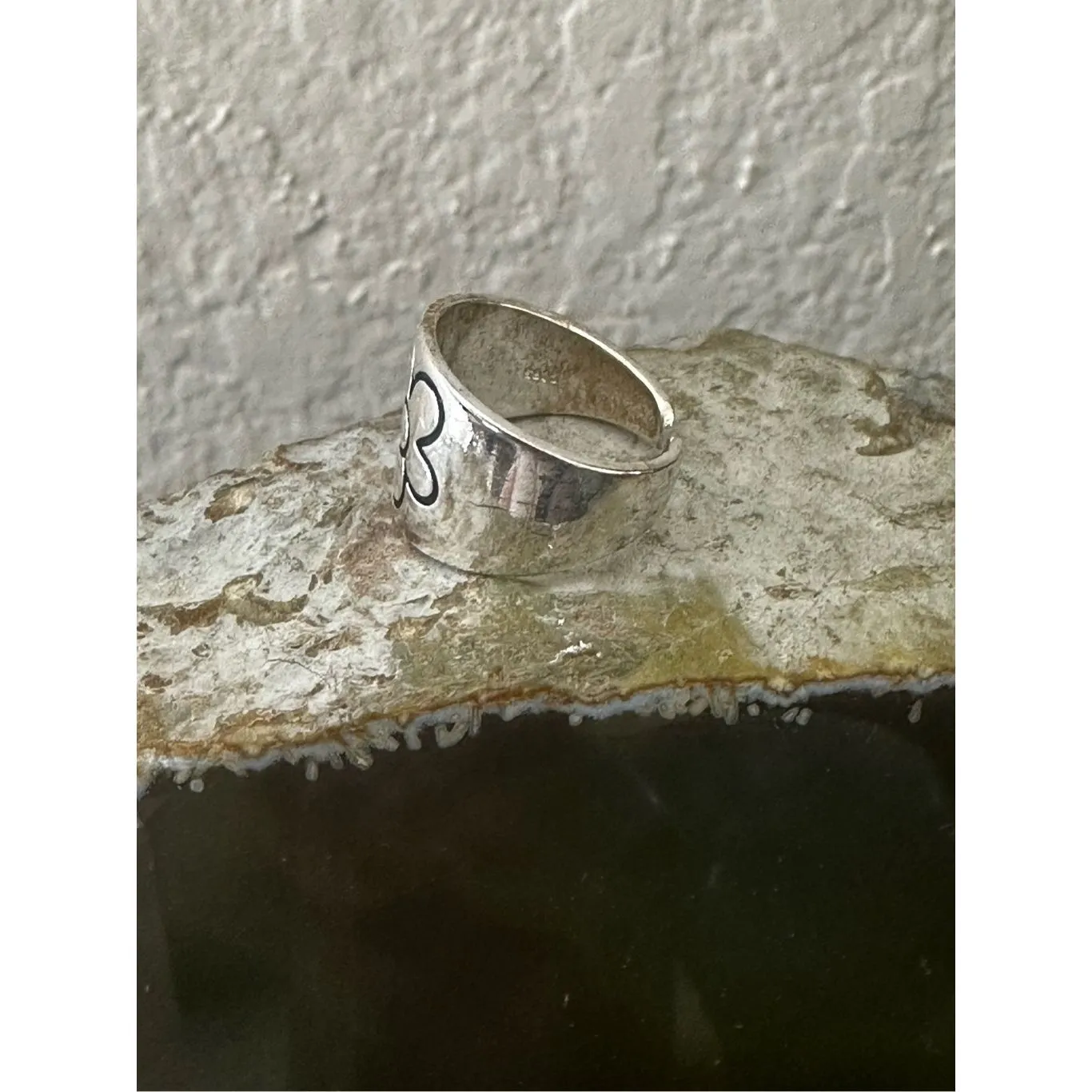 Retro Mod Flower open Band Ring Silver - Image 6