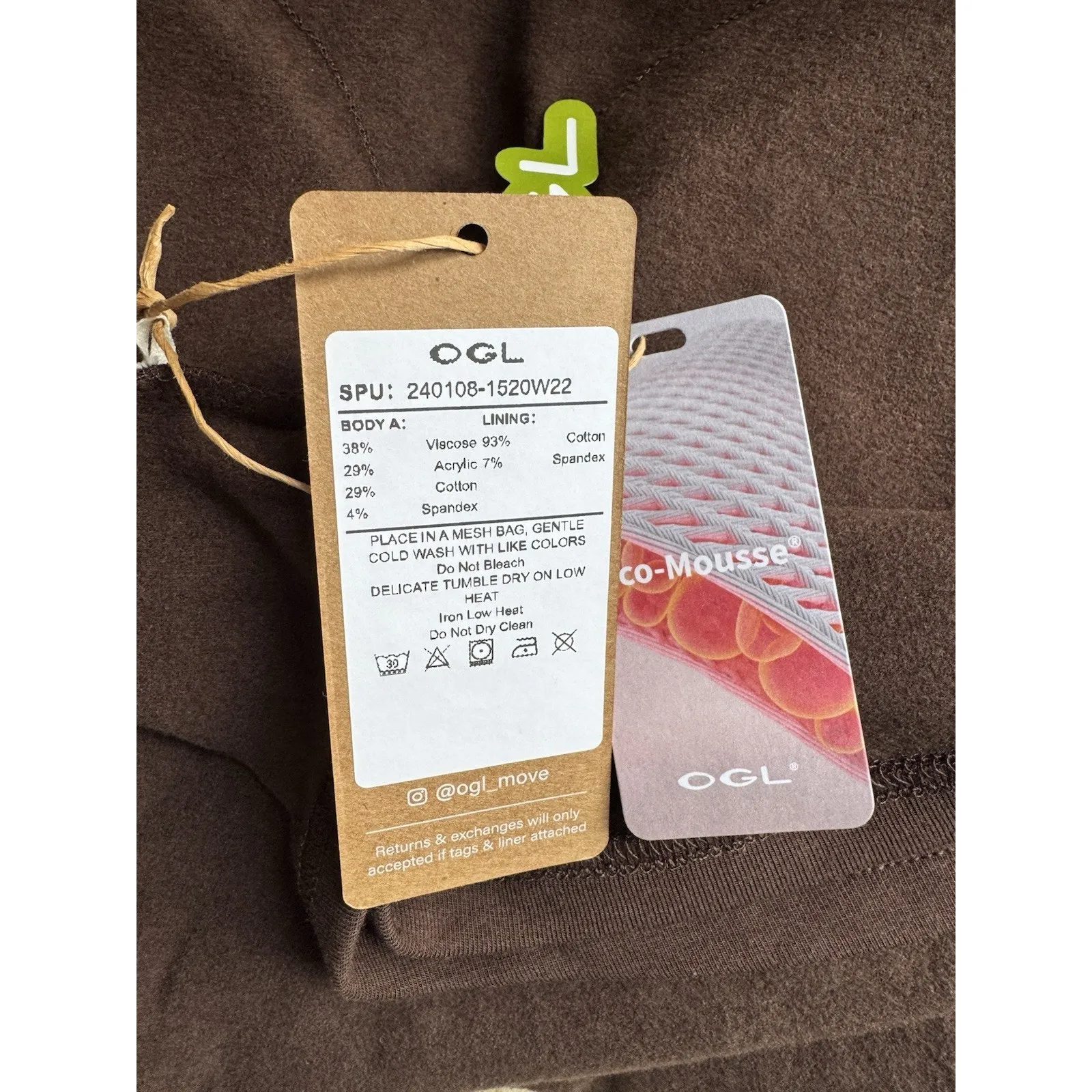 NWT OGL ProWarm V Neck Ruched Sides Brami Top Long Sleeve Espresso Size Large Brown - Image 6