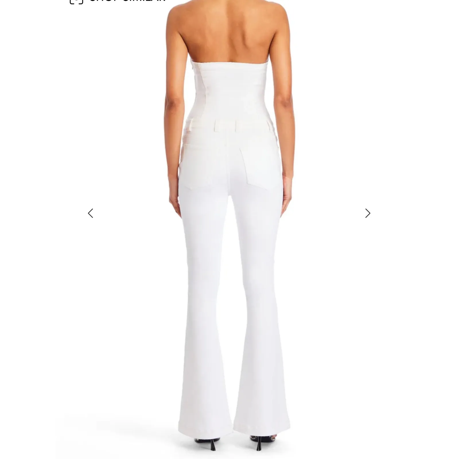 NWT Ser.o.ya Jeanette Stretch Denim‎ Flare Jumpsuit in White Sz Large $378 - Image 7