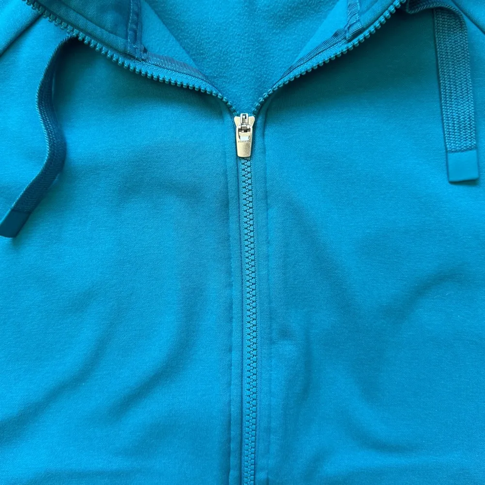 Athleta Women’s Zip Up Thumb Hole Sleeve Fleece Lined Hoodie Blue Size Large - Image 6