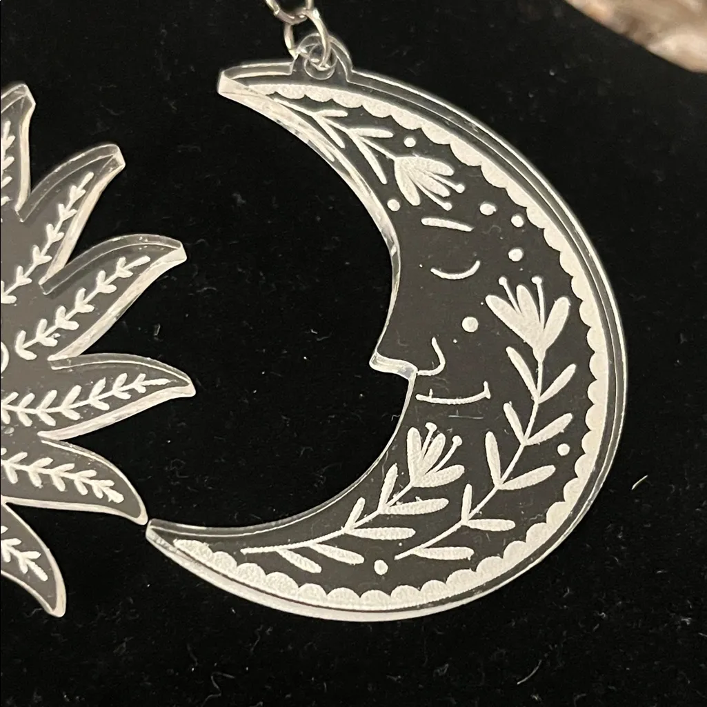 Mini Kitty Sun and Moon Acrylic Earrings Silver - Image 3