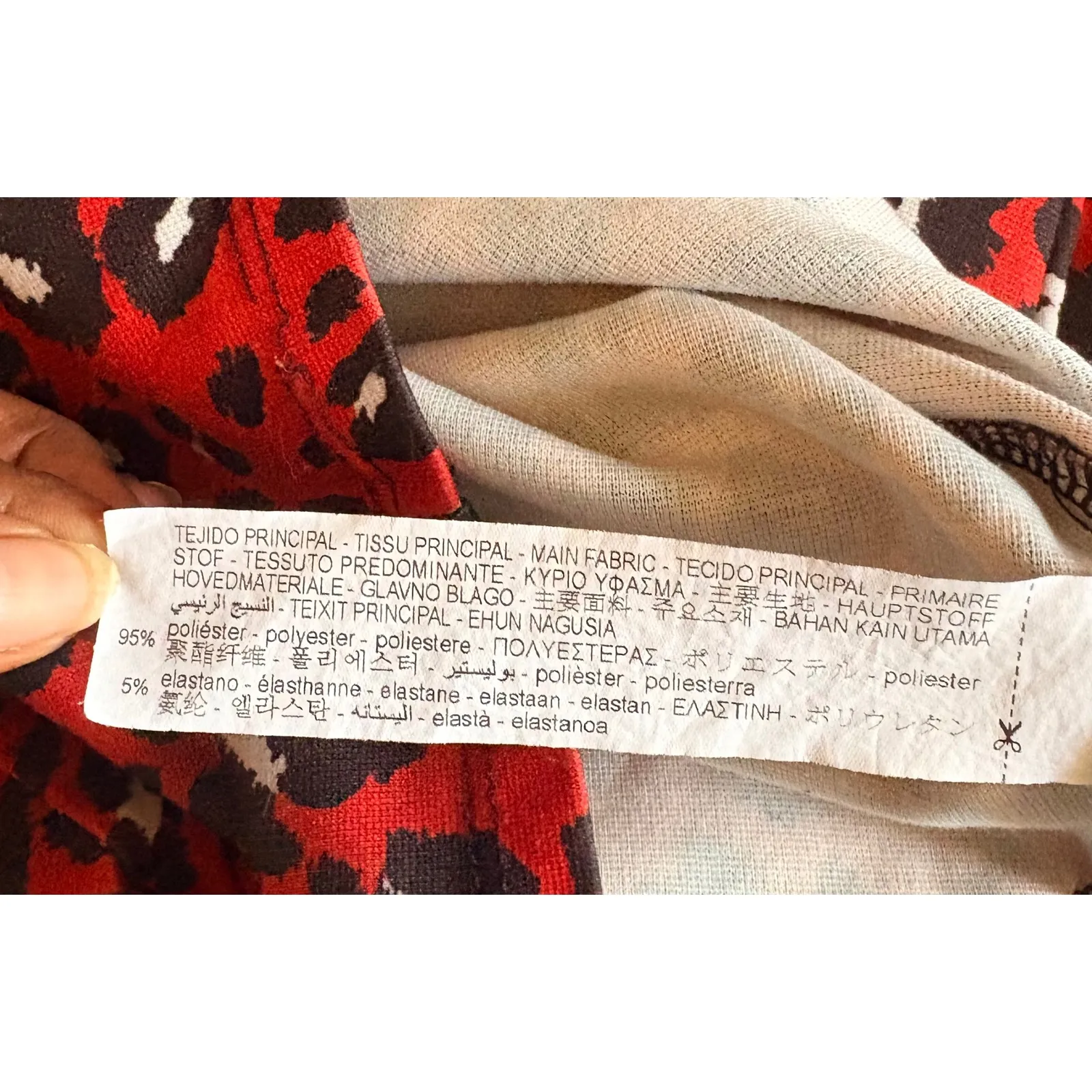 Zara‎ Basic Red Leopard Print Long Sleeve Midi Dress Small S Knit Bodycon - Image 6