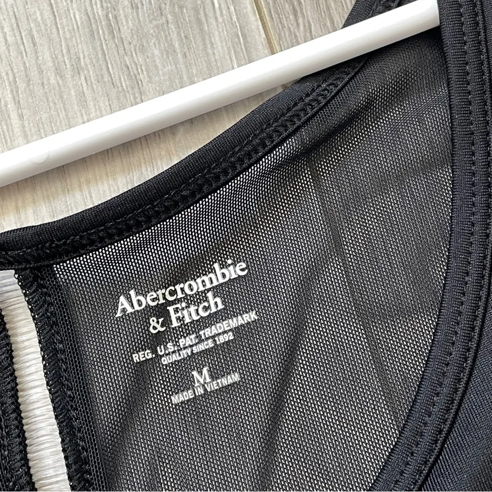 Abercrombie & Fitch Tank Top sheer womens Black (medium) workout athleisure gym - Image 2