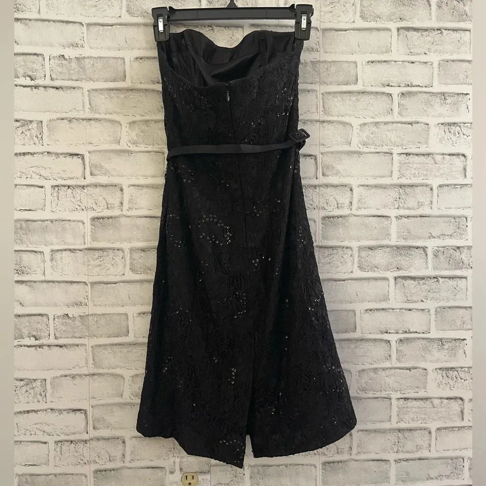 White House/Black Market black lace sparkly overlay sleeveless dress Size 0 - Image 2