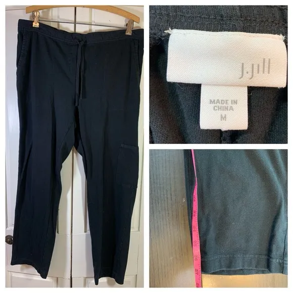J Jill Pure Jill Pants Women Medium Black Cargo Pull On Cotton Comfort Sweatpant - Image 2