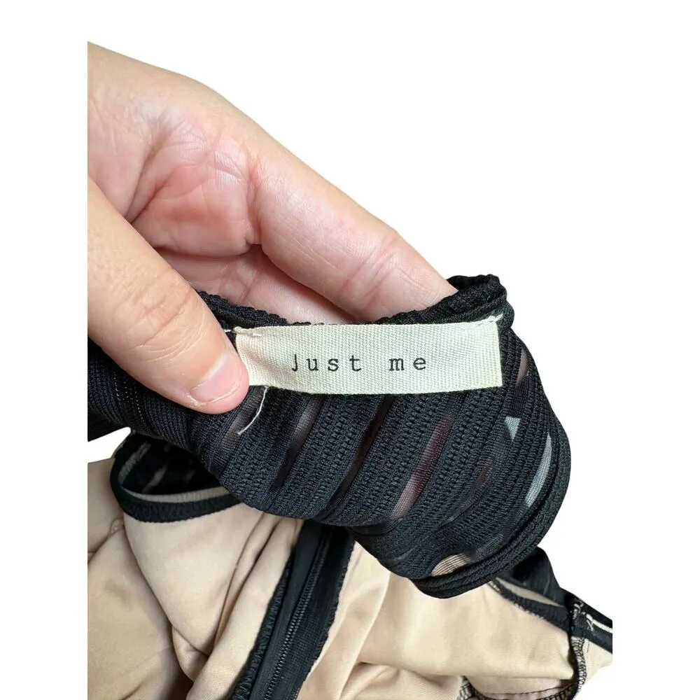 Nordstrom Just Me Black Nude Sheer Bodycon Mini Dress XS Whimsigoth Cocktail - Image 7