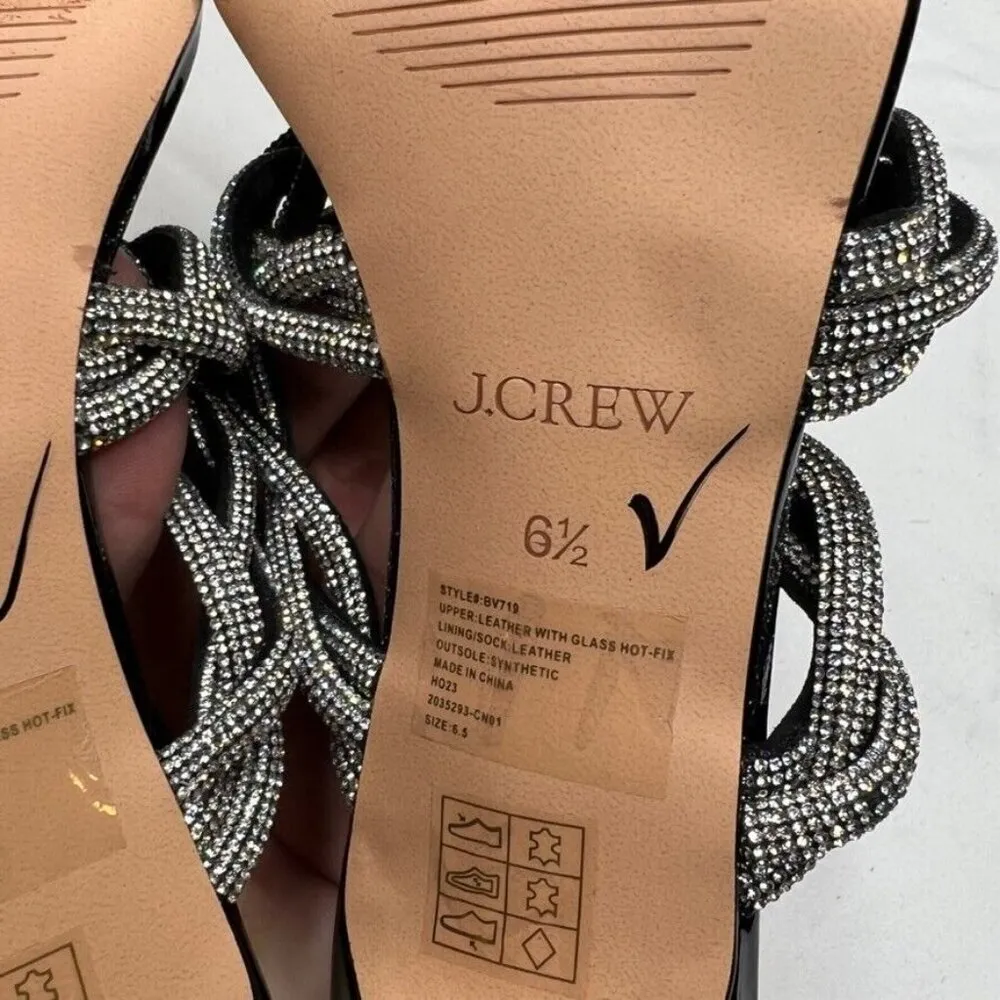 J.Crew $198 Zadie Strappy Kitten Heels with Crystals Size 6.5 BV719 Black - Image 9