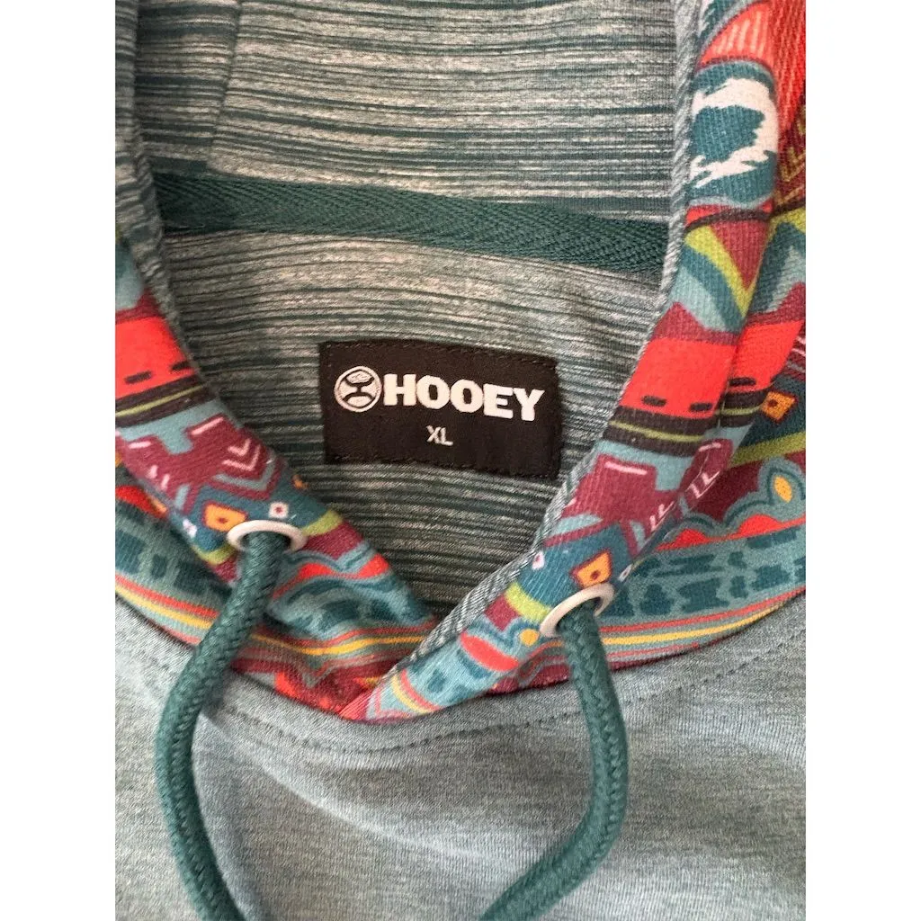 Hooey Women's XL Aztec Print Hoodie Southwestern Pullover‎ Canyon Cowgirl Design Green - Image 3