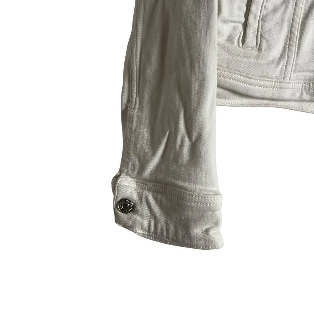 7 For All Mankind White Luxe Vintage Classic Trucker Denim Jean Jacket Size XS - Image 6