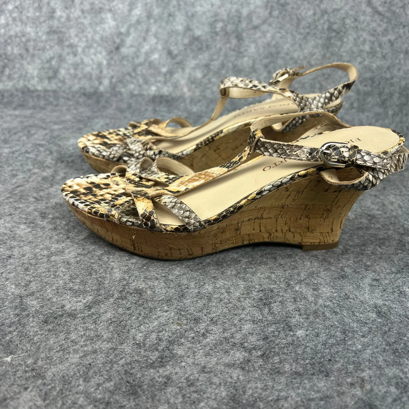 Franco Sarto‎ Python Reptile Print Strappy Platform Heels wedge sandals size 8M - Image 3