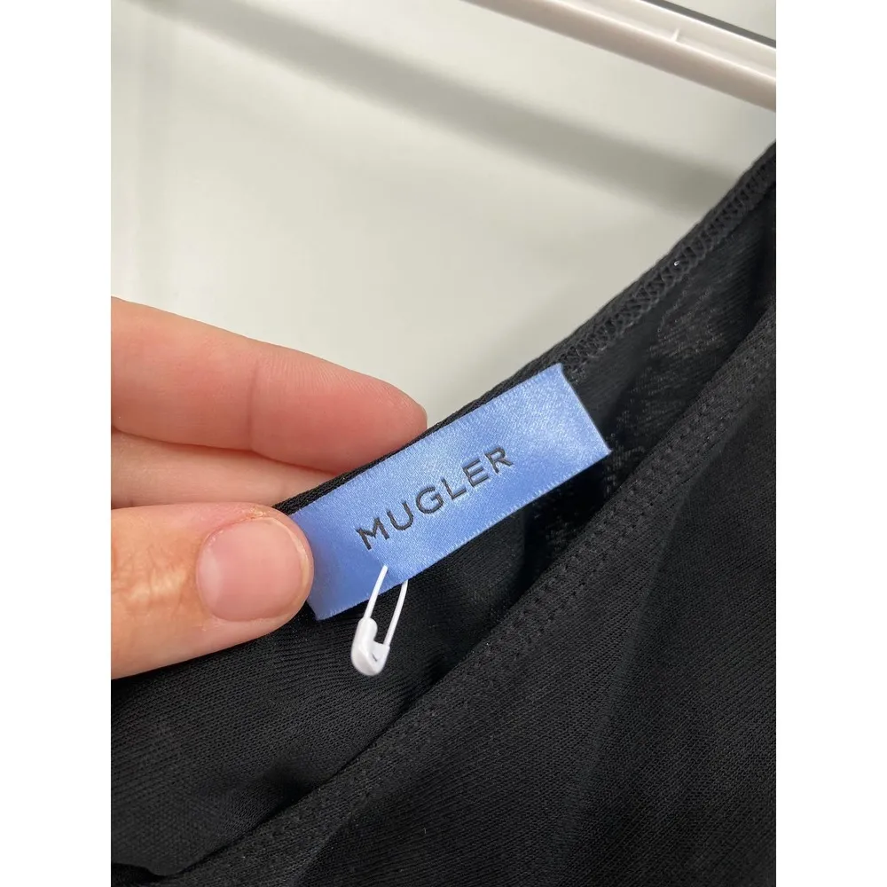 Mugler Black Cut Out One Shoulder Viscose Jersey Sleeveless Midi Dress Size 38 - Image 6