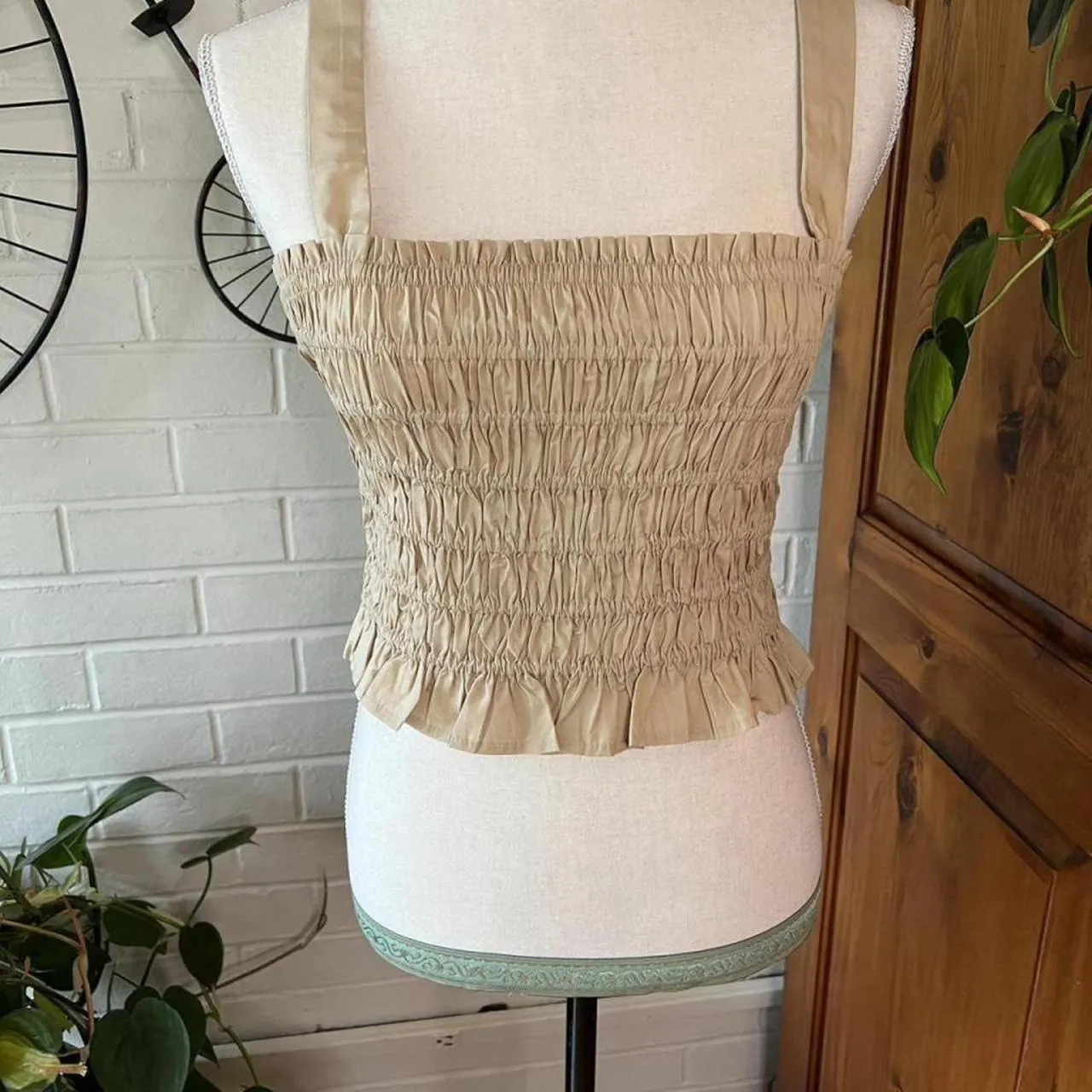 J.Crew Tan Smocked Cropped Tank - Image 2