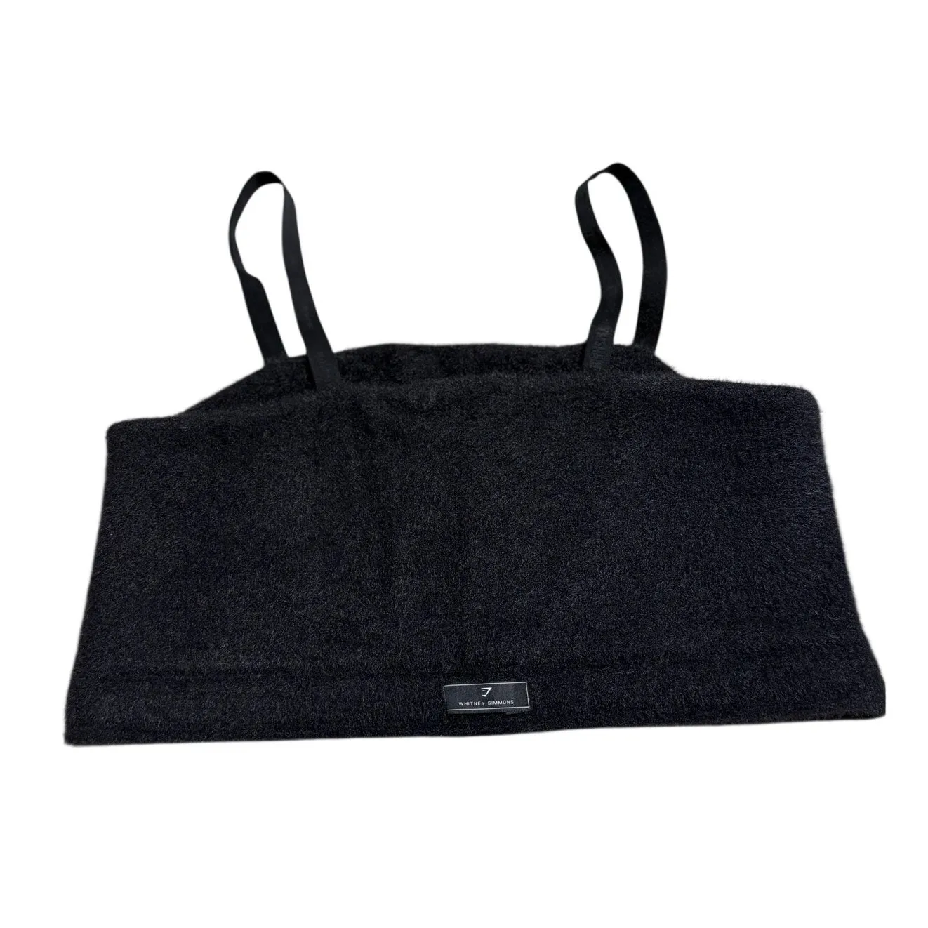 Gymshark x Whitney Simmons Eyelash Knit Bandeau Black Size XL Bra Fuzzy Top - Image 2