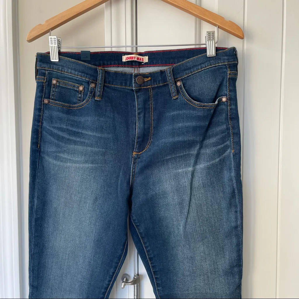 Johnny Was 10 inch high rise skinny jeans size 30 dark wash - Image 2